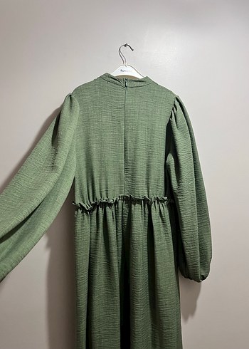 Yeşil Nakışlı Uzun Bohem Elbise - Görsel 6