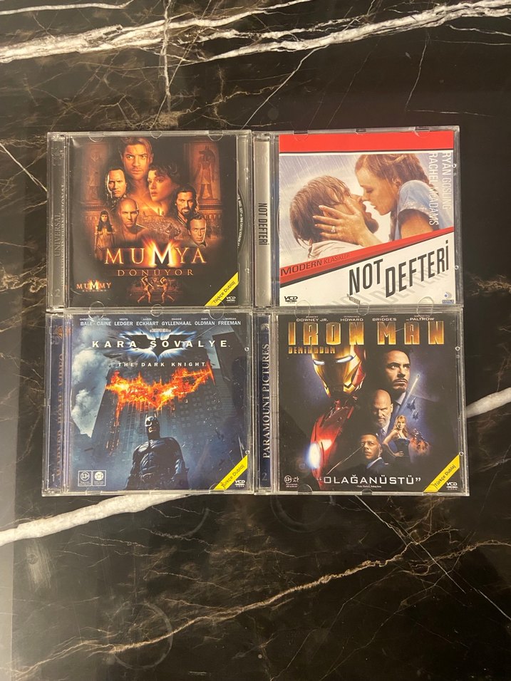 4 Film CD Seti: Mumya, Not Defteri, Kara Şövalye, Iron Man - Görsel 2
