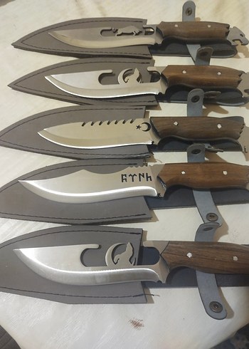 Koyu Kahverengi Ahşap Saplı Çakı Seti - Görsel 3