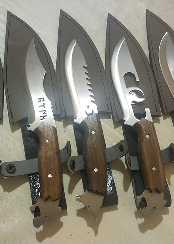 Koyu Kahverengi Ahşap Saplı Çakı Seti - Görsel 2