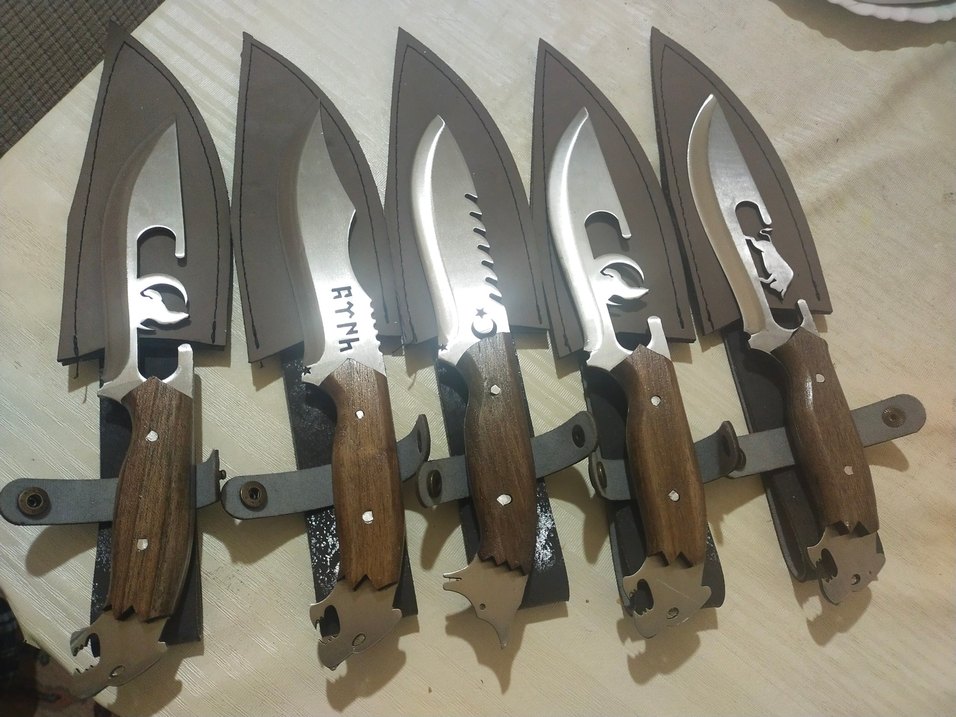 Koyu Kahverengi Ahşap Saplı Çakı Seti - Görsel 2