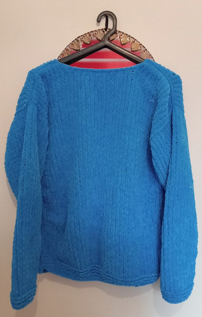 Mavi Örgü Kadın Kazak - Görsel 2