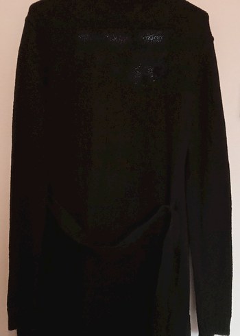 Siyah Midi Kadın Hırka V Yaka - Görsel 2