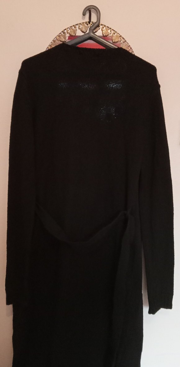 Siyah Midi Kadın Hırka V Yaka - Görsel 2