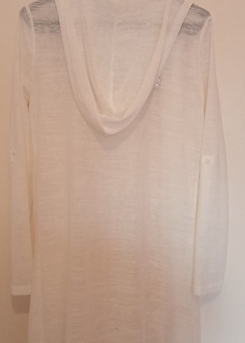 Kadın Beyaz Uzun Keten Salaş Hırka - Görsel 2