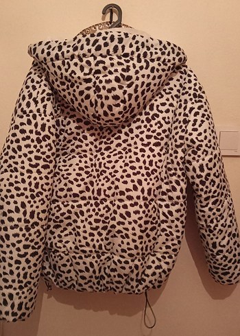 Kürklü Leopar Desenli Kadın Kısa Mont - Görsel 2