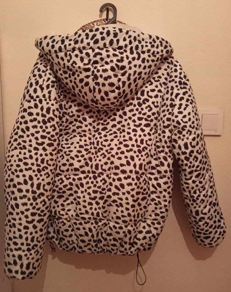 Kürklü Leopar Desenli Kadın Kısa Mont - Görsel 2