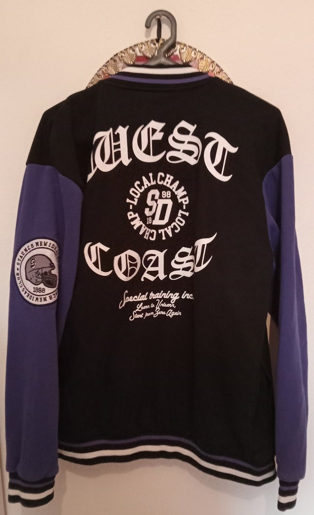 Düğmeli Mor-Siyah Kadın Street Wear College Ceket - Görsel 2