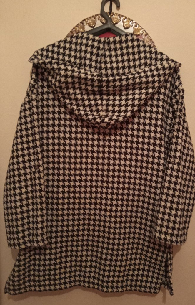 Kadın Gri Kahve Tonlu Midi Desenli Çıt Çıtlı Kaban - Görsel 2