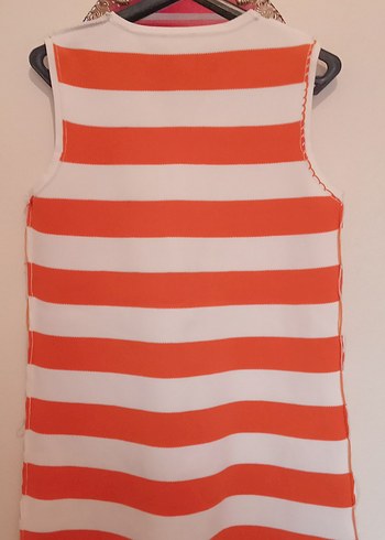 Turuncu Çizgili Kolsuz Tunik - Görsel 2