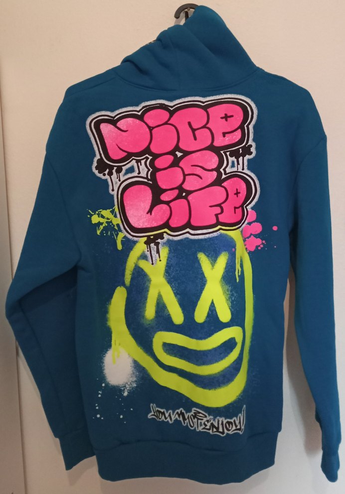 Kapüşonlu Mavi Street Style Sweatshirt - Görsel 2