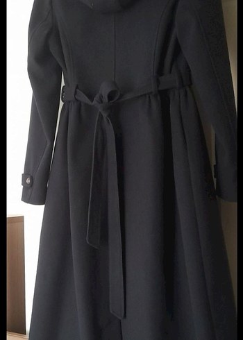 Düğmeli Lacivert Uzun Tuğba kaşe Kaban - Görsel 5