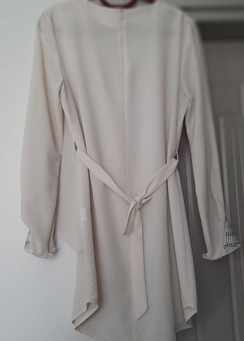 Uzun Kollu krem clio marka krep Kadın Tunik - Görsel 4