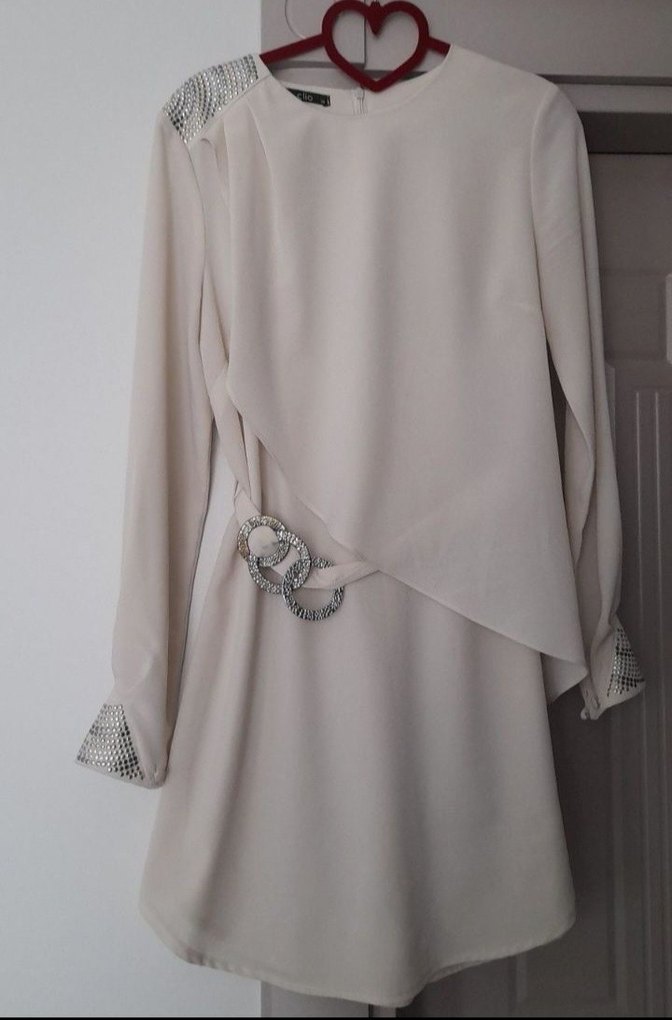 Uzun Kollu krem clio marka krep Kadın Tunik - Görsel 2