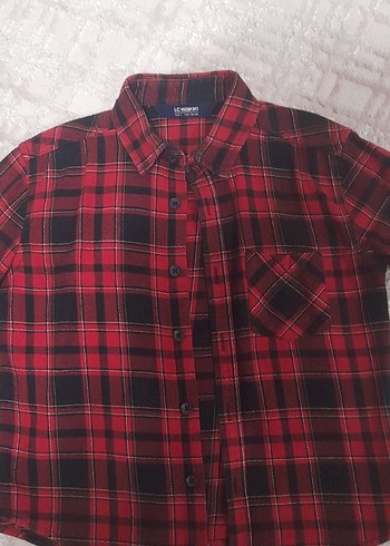 Düğmeli Kırmızı Ekose çocuk Gömlek - Görsel 7