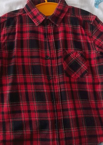 Düğmeli Kırmızı Ekose çocuk Gömlek - Görsel 5