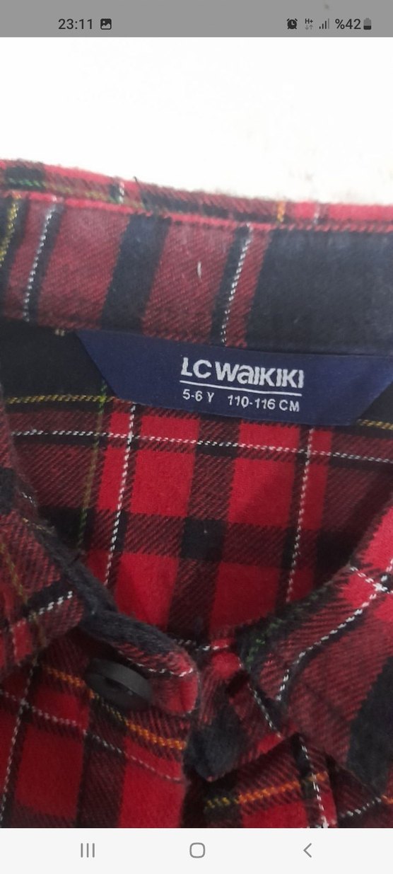 Düğmeli Kırmızı Ekose çocuk Gömlek - Görsel 3