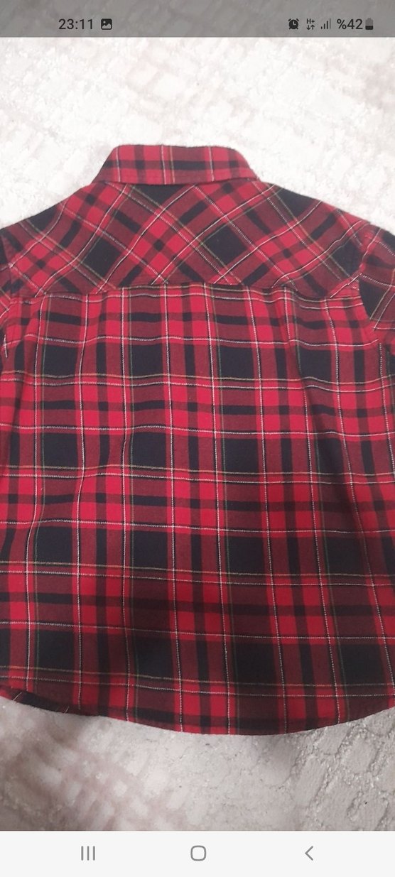 Düğmeli Kırmızı Ekose çocuk Gömlek - Görsel 4