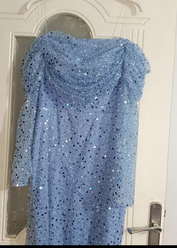 Mavi Drapeli Uzun Abiye Elbise - Görsel 2