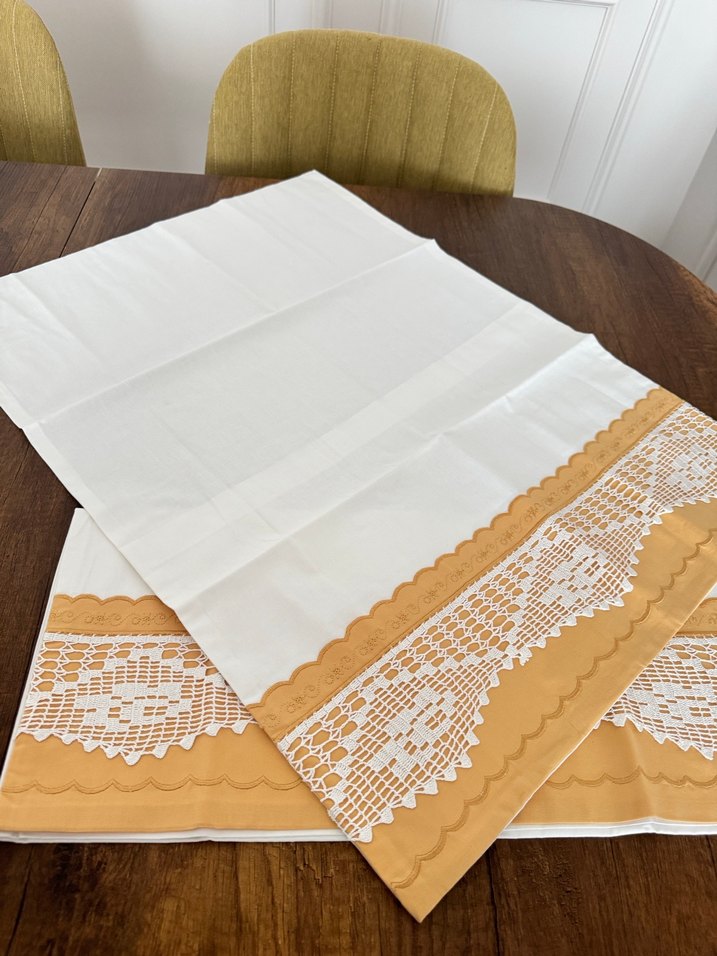 Bej Nakışlı sarılı yastık kılıfı takımı - Görsel 3