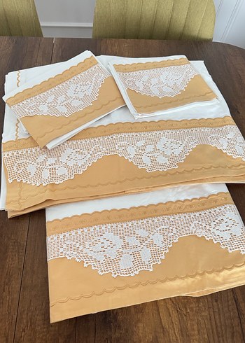 Bej Nakışlı sarılı Yatak Örtüsü Seti - Görsel 3