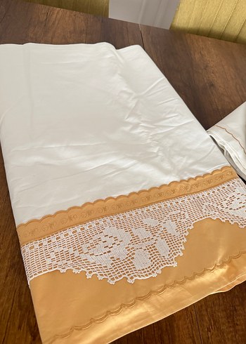 Bej Nakışlı sarılı Yatak Örtüsü Seti - Görsel 2