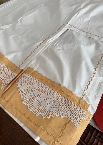 Bej Nakışlı sarılı Yatak Örtüsü Seti - Görsel 6