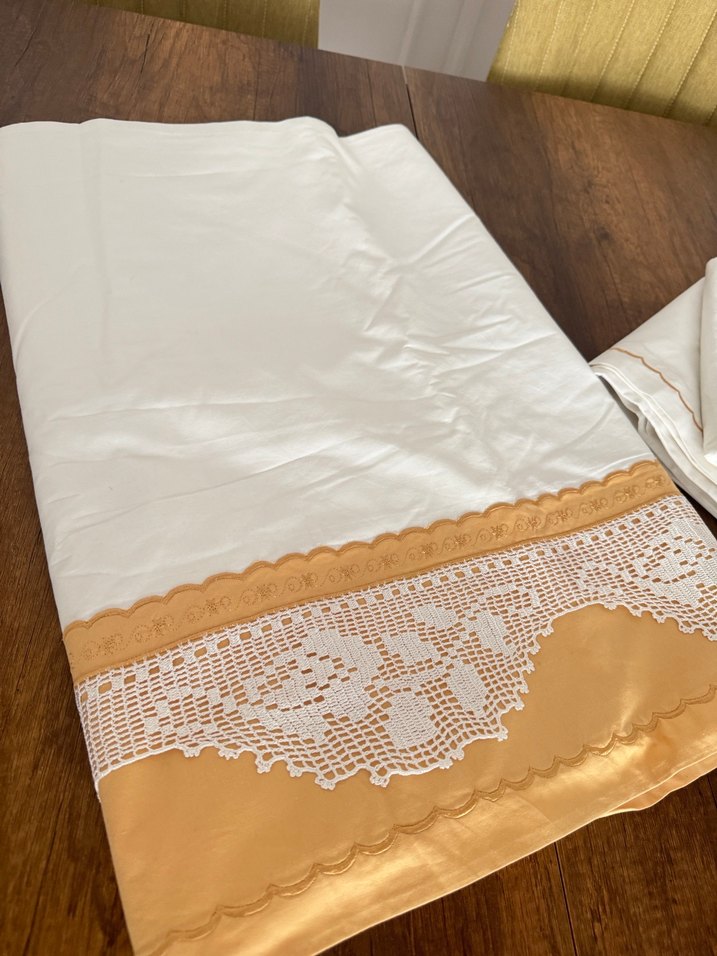 Bej Nakışlı sarılı Yatak Örtüsü Seti - Görsel 2