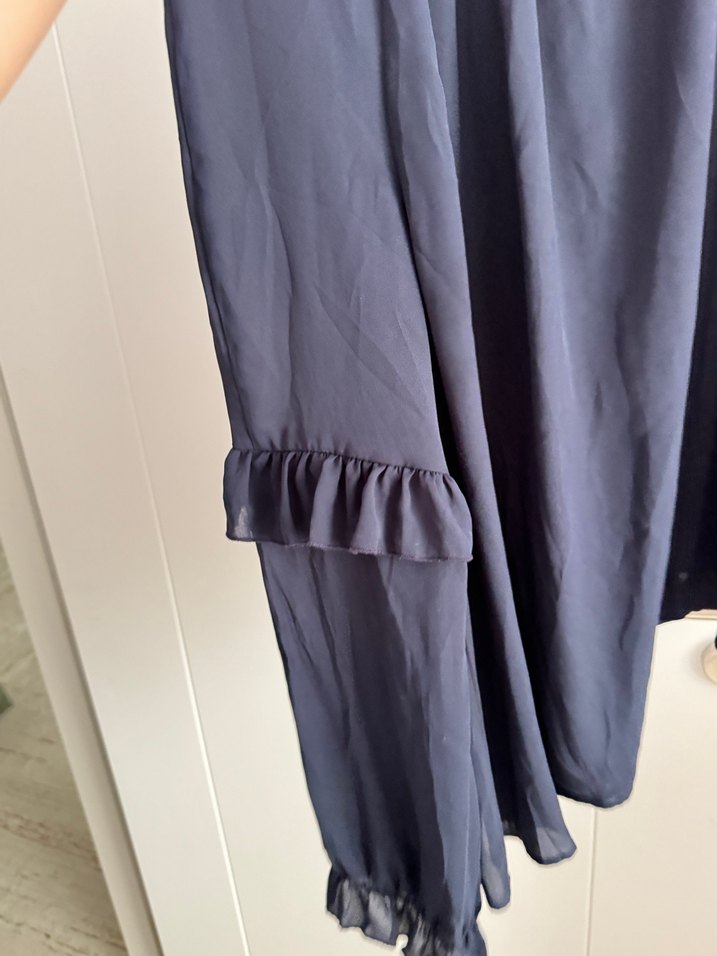 Gri Fırfırlı Yüksek Yakalı Kadın Bluz - Görsel 4