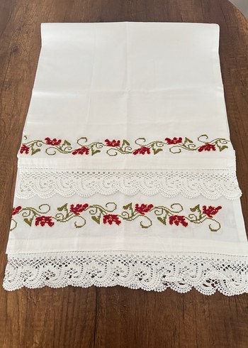 Nakışlı kanaviçe Beyaz yastık kılıfı - Görsel 2