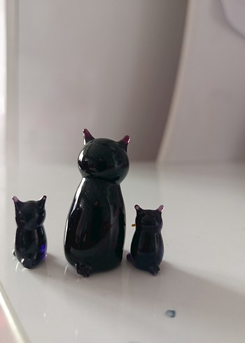 Cam Siyah Kedi ve Siyah Baykuş Figür Seti - Görsel 5