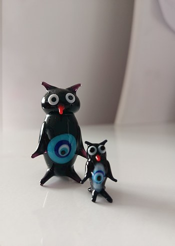 Cam Siyah Kedi ve Siyah Baykuş Figür Seti - Görsel 2