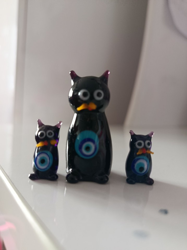 Cam Siyah Kedi ve Siyah Baykuş Figür Seti - Görsel 4