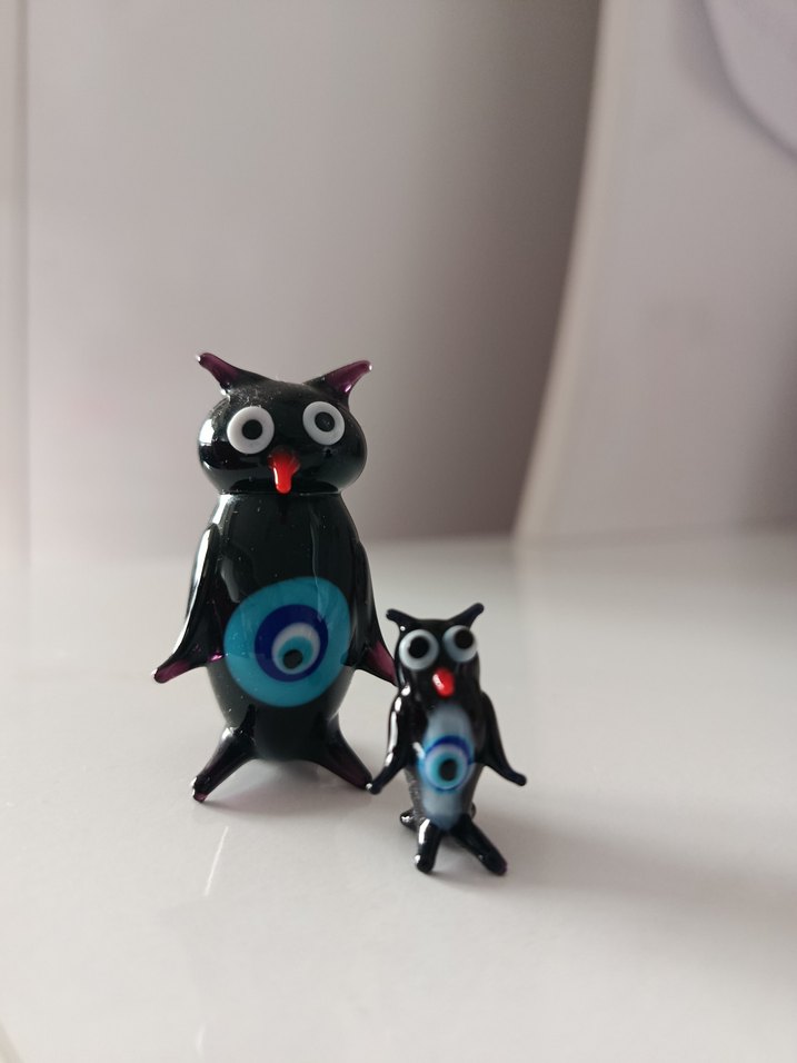 Cam Siyah Kedi ve Siyah Baykuş Figür Seti - Görsel 2