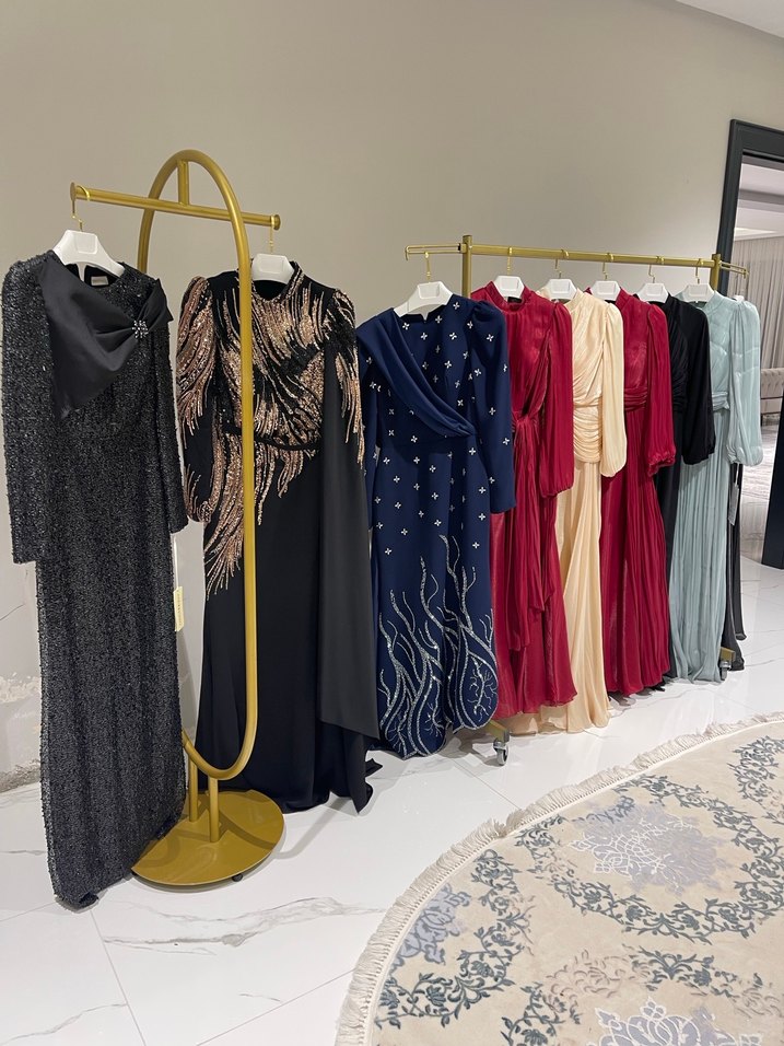 Çok Renkli Modern Klasik Uzun Abiye Elbise - Görsel 2