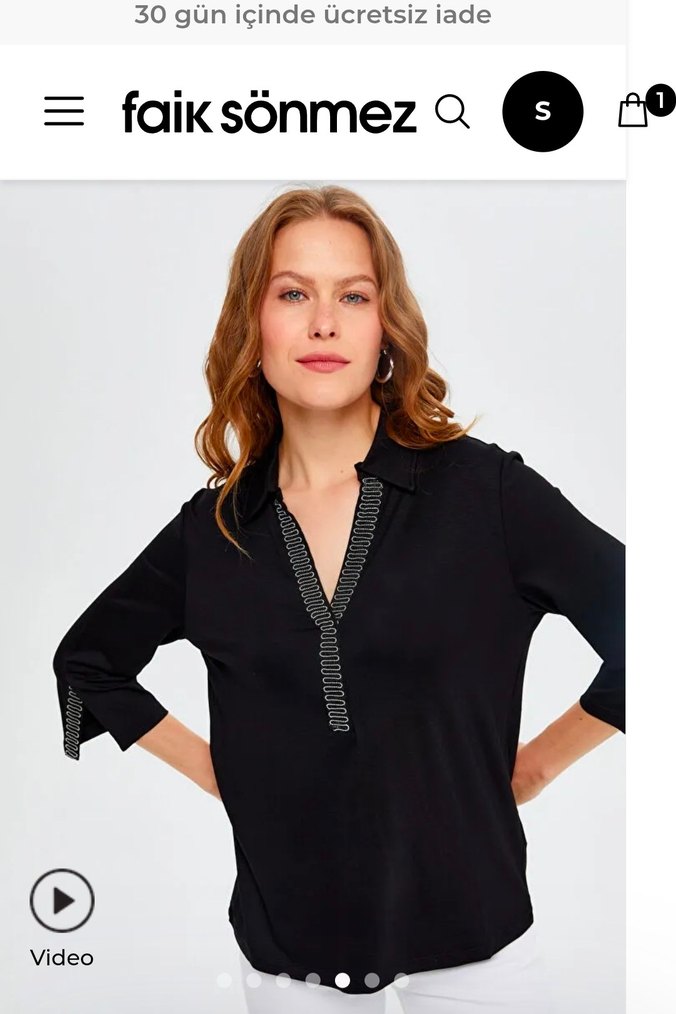 Zincir Detaylı Siyah Kadın Bluz faik sönmez xl - Görsel 4