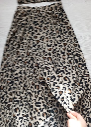 Bohem Tarz Kahverengi Leopar Desenli Uzun Elbise - Görsel 3