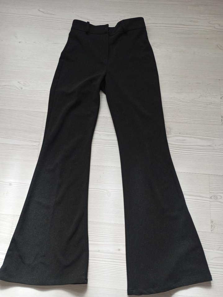 Siyah Midi Kumaş Kadın Pantolon - Görsel 2