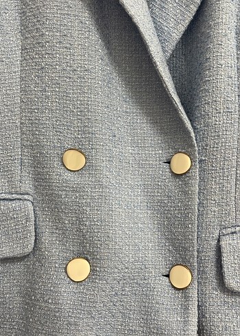 Düğmeli Bebek Mavisi Kadın Blazer Ceket - Görsel 3