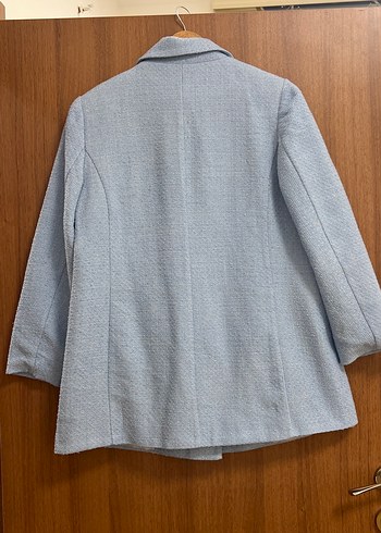 Düğmeli Bebek Mavisi Kadın Blazer Ceket - Görsel 5