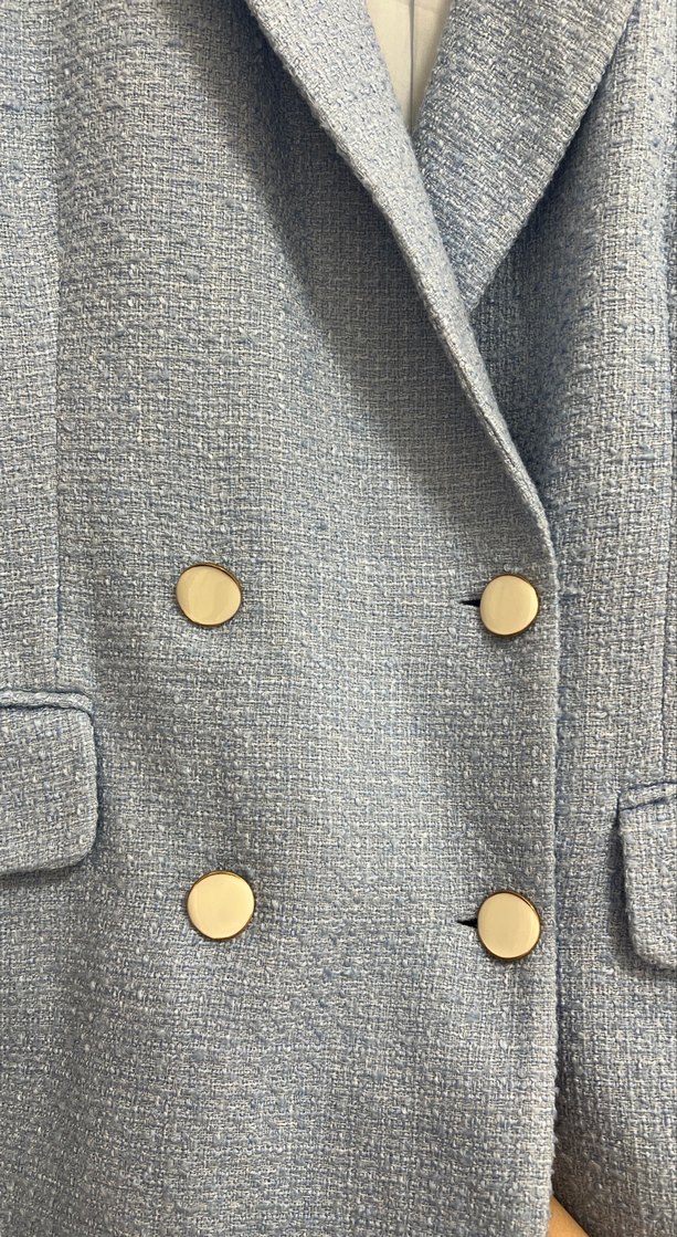 Düğmeli Bebek Mavisi Kadın Blazer Ceket - Görsel 3