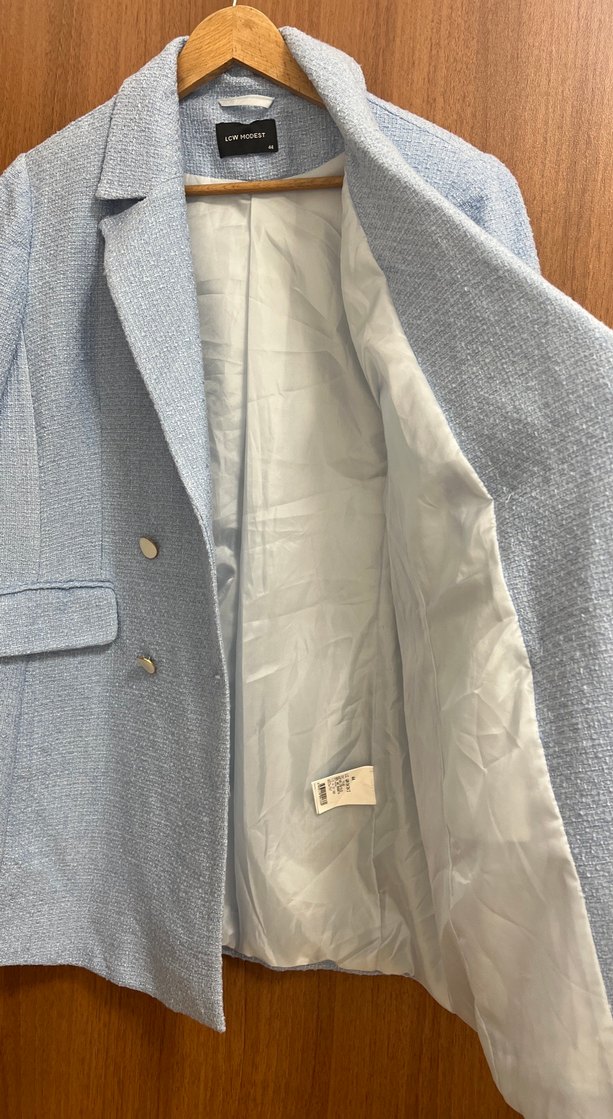 Düğmeli Bebek Mavisi Kadın Blazer Ceket - Görsel 4