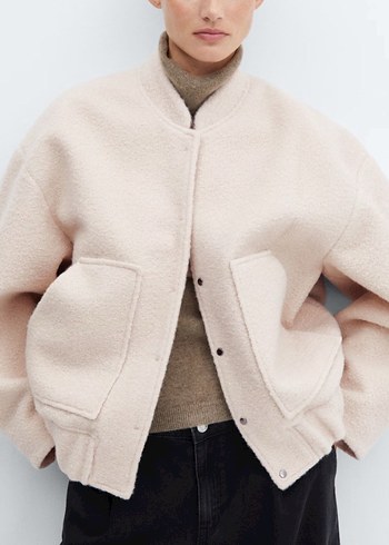 Bej Kadın Midi Bomber Ceket - Görsel 4