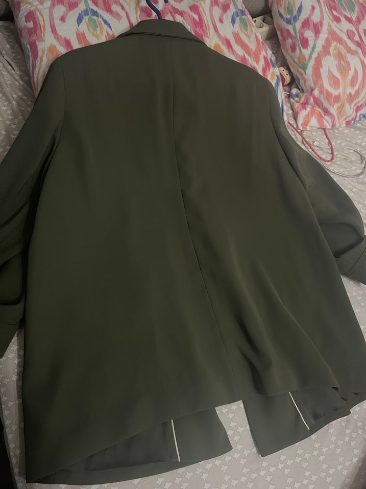 Kadın Haki Düğmeli Midi Ceket - Görsel 4