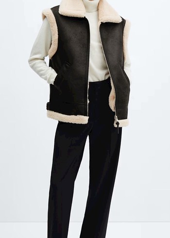 Kürk Detaylı Süet Kadın Yelek - Görsel 2