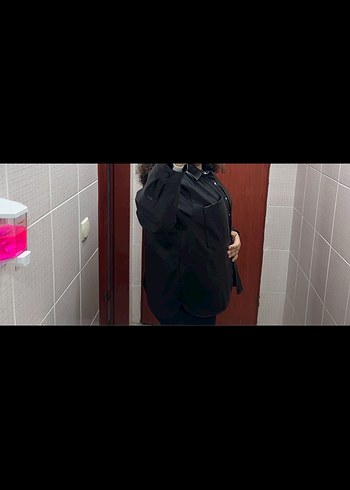 Düğmeli Siyah Deri Kadın Ceket/gömlek - Görsel 2