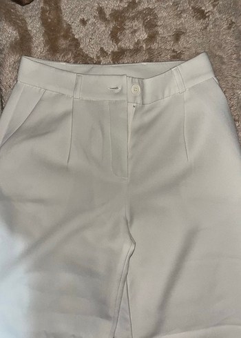 Milla beyaz kumaş pantolon - Görsel 2