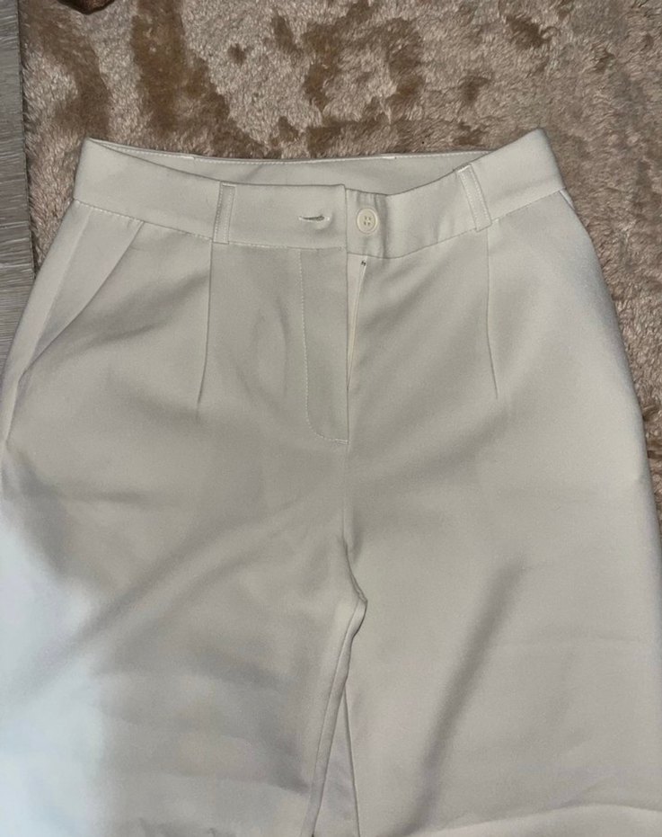 Milla beyaz kumaş pantolon - Görsel 2