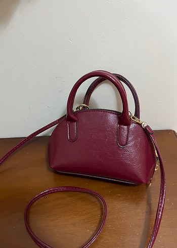 Bordo Deri Kadın Omuz Çantası - Görsel 3