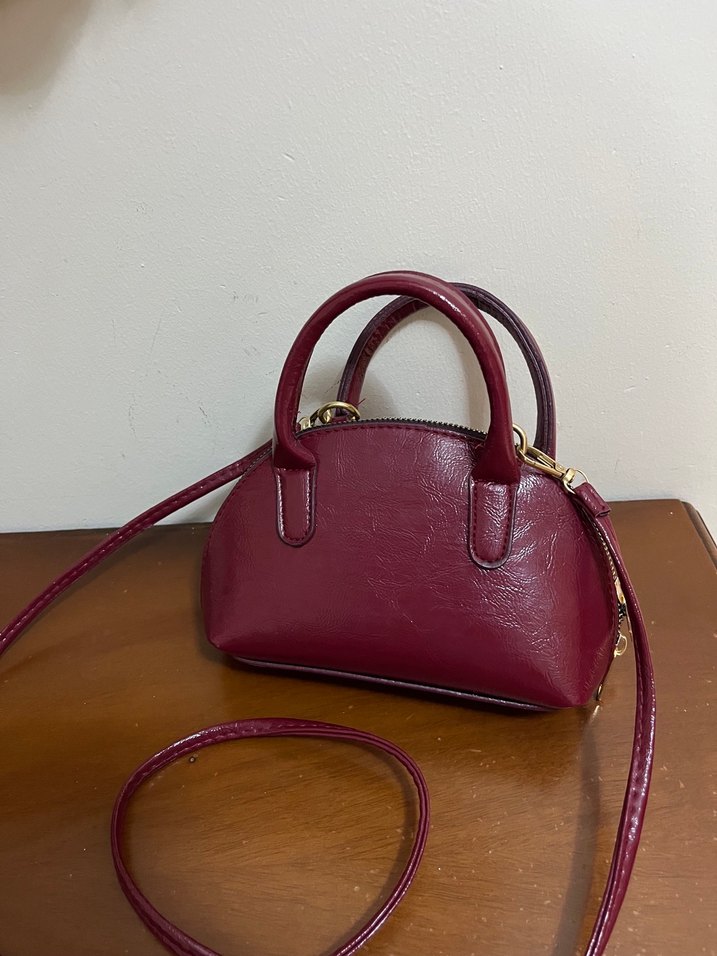 Bordo Deri Kadın Omuz Çantası - Görsel 3